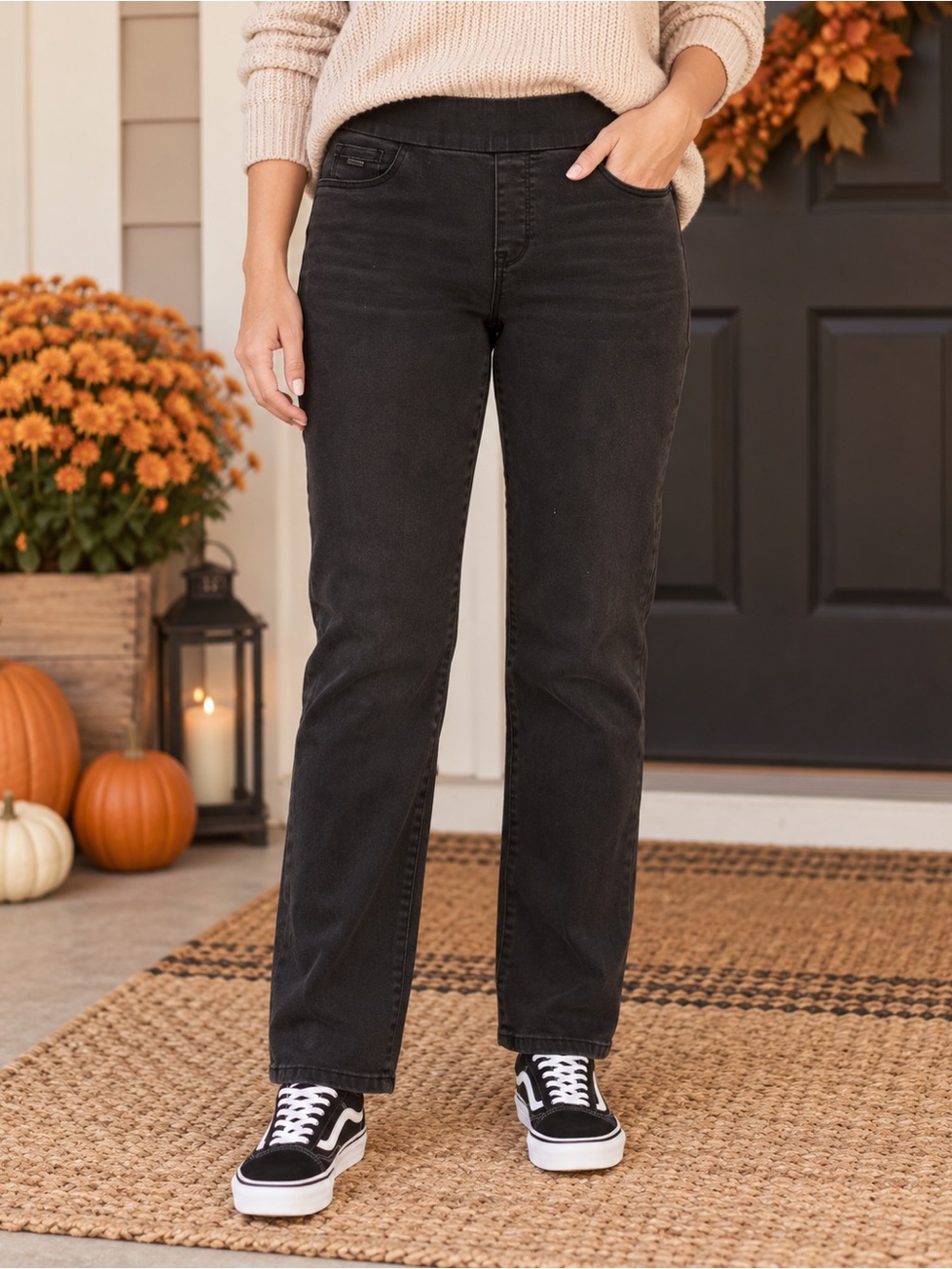 Nine West Black Straight-Leg Jeans